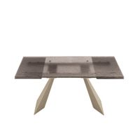 mesa extensible beige con tapa de cristal marron cm 160240x90 75h