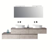 mueble de bano de 9 piezas en melamina color beige piedra