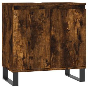 Armario De Baño | Mueble Baño Madera De Ingeniería Roble Ahumado 58x33x60 Cm