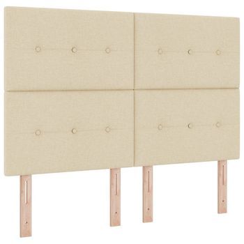 Cama Tipo Box Spring Con Tiras Led Crema 160 X 200 Cm Tela Vidaxl