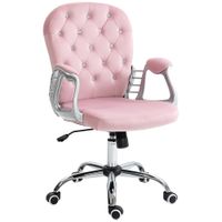 vinsetto silla de escritorio de terciopelo con altura ajustable reposabrazos y decoraciones de diamantes 595x605x93-103 cm rosa
