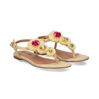bibi lou sandalias planas mujer - beige talla 40