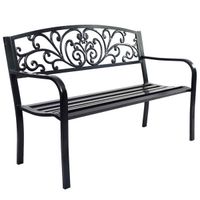 costway banco de jardin columpio banco de parque muebles de jardin banco de asiento biergarten hierro fundido 127 x 60 x 85 cm