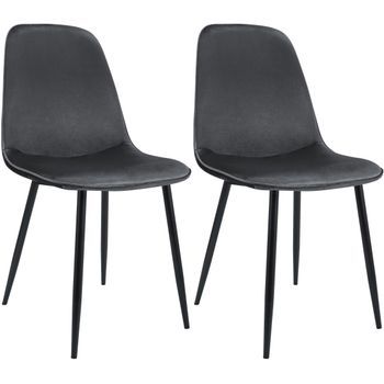 Juego De 2 Sillas De Comedor Maryam Terciopelo Gris Oscuro 54x45x88 Cm Clp