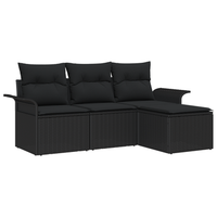 conjunto de sofa de jardin de 4 uds con cojines negro poliratan cfw269402