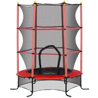 homcom cama elastica trampolin para ninos de 3 anos con red de seguridad y marco de acero carga 50 kg para interior y exterior rojo   aosom espana
