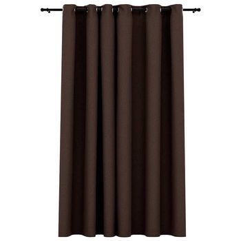 Cortina Opaca Con Ojales Look De Lino Gris Taupe 290x245 Cm