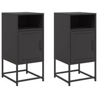 juego de 2 mesitas de noche - mesillas acero negra 36x39x78 cm mc5667
