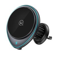 usams us-cd222 soporte magnetico inalambrico para telefono de coche con montaje en rejilla de ventilacion giratorio 360