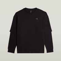 g-star raw jersey d28600-e385 double sleeve loose r t-6484 black para hombre