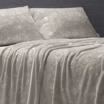 Juego De Sábanas Poliéster Floral Cama De 90 Cm - Lino - Burrito Blanco