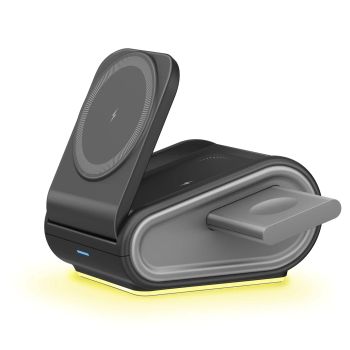 OJD-133 Cargador Inalámbrico Magnético de 15W Soporte de Carga Inalámbrica Rápida con Luz Nocturna para Teléfonos Inteli