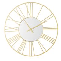 reloj de pared con espejo en acero dorado d 92 cm