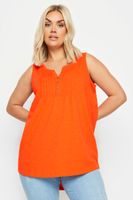 yours camiseta naranja vitamina sin mangas de algodon con jaretas mujer curvy y tallas grandes yours