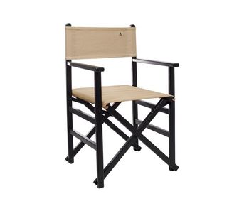 Sillón director plegable estructura color wengué con lona piedra, fabricada en madera de haya de primera calidad scalpers