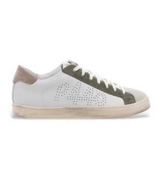 P448 para hombre. COJOHNBL Zapatillas John BL blanco (43), Piel, Plano, Cordones, Casual
