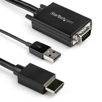 startech adaptador vga a hdmi con audio usb 2m negro