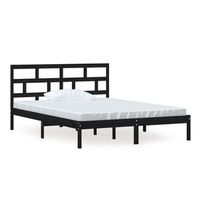 cama matrimonial  cama para adultos  estructura de cama madera maciza negro king size 150x200 cm