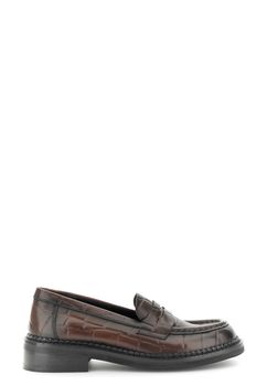 mocasines de piel grabado coco dark brown 39