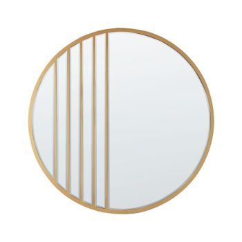 Espejo De Pared Moderno Marco De Mdf Forma Redonda Con Ganchos Dorado Coust
