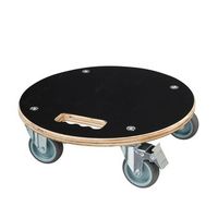 soporte con ruedas para plantas redondo madera negro o38 cm nature