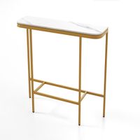 costway mesa de entrada consola moderna para sofa con tapa de marmol artificial y estructura metalica mesa para pasillo entrada sala blanco