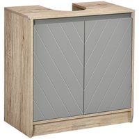 mueble bajo lavabo de mdf con corte en u para tuberias 60 x 30 x 598 cm r roble y gris