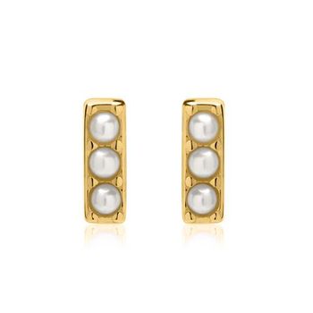 Pendientes de plata 925 bañada en oro con perlas