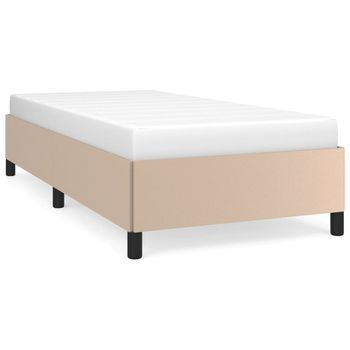 Estructura Cama Sin Colchón Cuero Sintético Capuchino 80x200 Cm Vidaxl