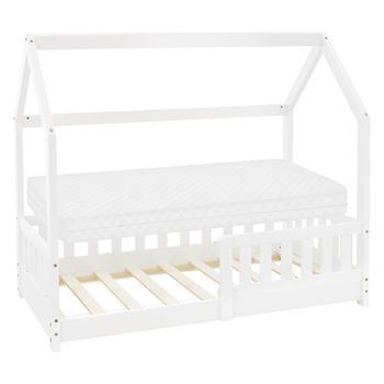 Cuna Con Protección Anticaída De Listones 70x140 Cm Blanco Ml-design