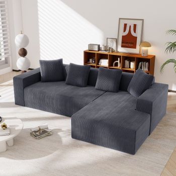 Canapé Modular Acolchado Con Chaise Longue En L, Asiento Profundo, Moderno, Para Salón Y Dormitorio