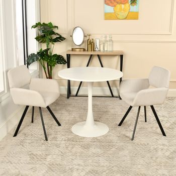 Juego de 2 sillas giratorias escandinavas de tela beige.