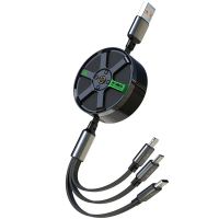 cable retractil usb-a a type-c  ip  android de carga rapida de nucleo de cobre de 6a 100w de 12m de largo para iphone
