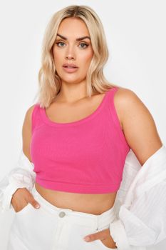Yours Top Corto Sin Mangas Rosa, Mujer Curvy Y Tallas Grandes, Yours