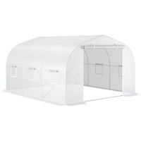 outsunny invernadero en tunel de jardin med 35x3x2 m con puerta y 6 ventanas enrollables acero galvanizado y lona pe de alta densidad   aosom espana