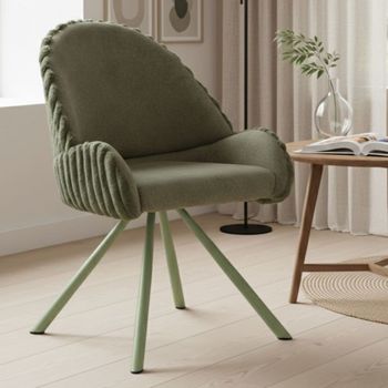 Silla de comedor de tela y metal verde (juego de 2, 58 x 53 x 85 cm)