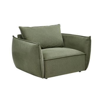 Sillón De Tela Bajo Asiento Profundo Y Ancho Respaldo Acolchado Acogedor Moderno Verde Kunes