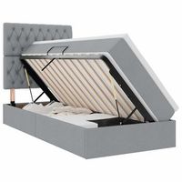 cama con almacenamiento y colchon gris claro 90 x 200 cm tela vidaxl