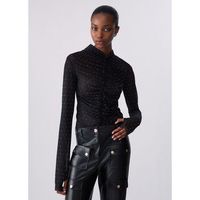 liu jo blusa t-shirt en tul totalmente de strass para mujer