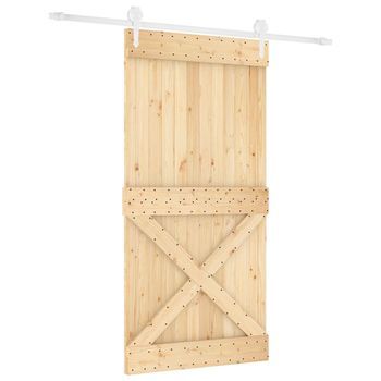 Puerta Corredera Natural Y Blanco 100 X 210 Cm Vidaxl