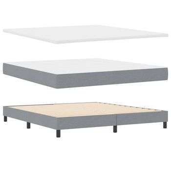 Cama Box Spring Con Colchón Gris Claro 180 X 200 Cm Tela