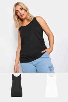 Yours Juego 2 Camisetas Sin Mangas: Blanca Y Negra, Mujer Curvy Y Tallas Grandes, Yours