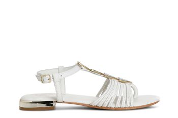 sandalias de piel mignon con accesorio triángulo de pedrería white 36