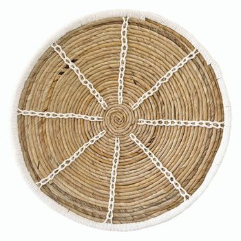 Plato decorativo de pared fibra natural y algodón blanco 55cm