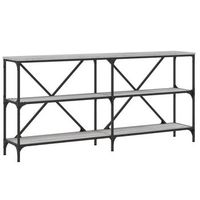 mesa consola  mesa de entrada  mesa auxiliar hierro y madera ingenieria gris sonoma 160x30x75cm