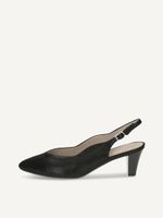 caprice sling pumps black made of leather with funnel heel size 39