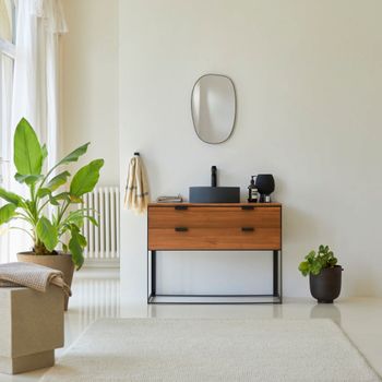 Mueble para lavabo de acacia maciza de 100 cm