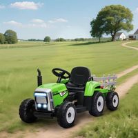 tractor electrico con remolque para ninos 3-6 anos verde homcom