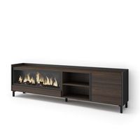 mueble tv television muebles de salon almacenaje 212x61x35 cm para tv hasta 80 chimenea electrica xxl diseno industrial estilo moderno roble oscuro y negro