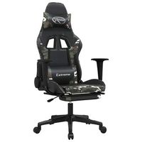 silla gaming masaje reposapies cuero sintetico negro camuflaje vidaxl